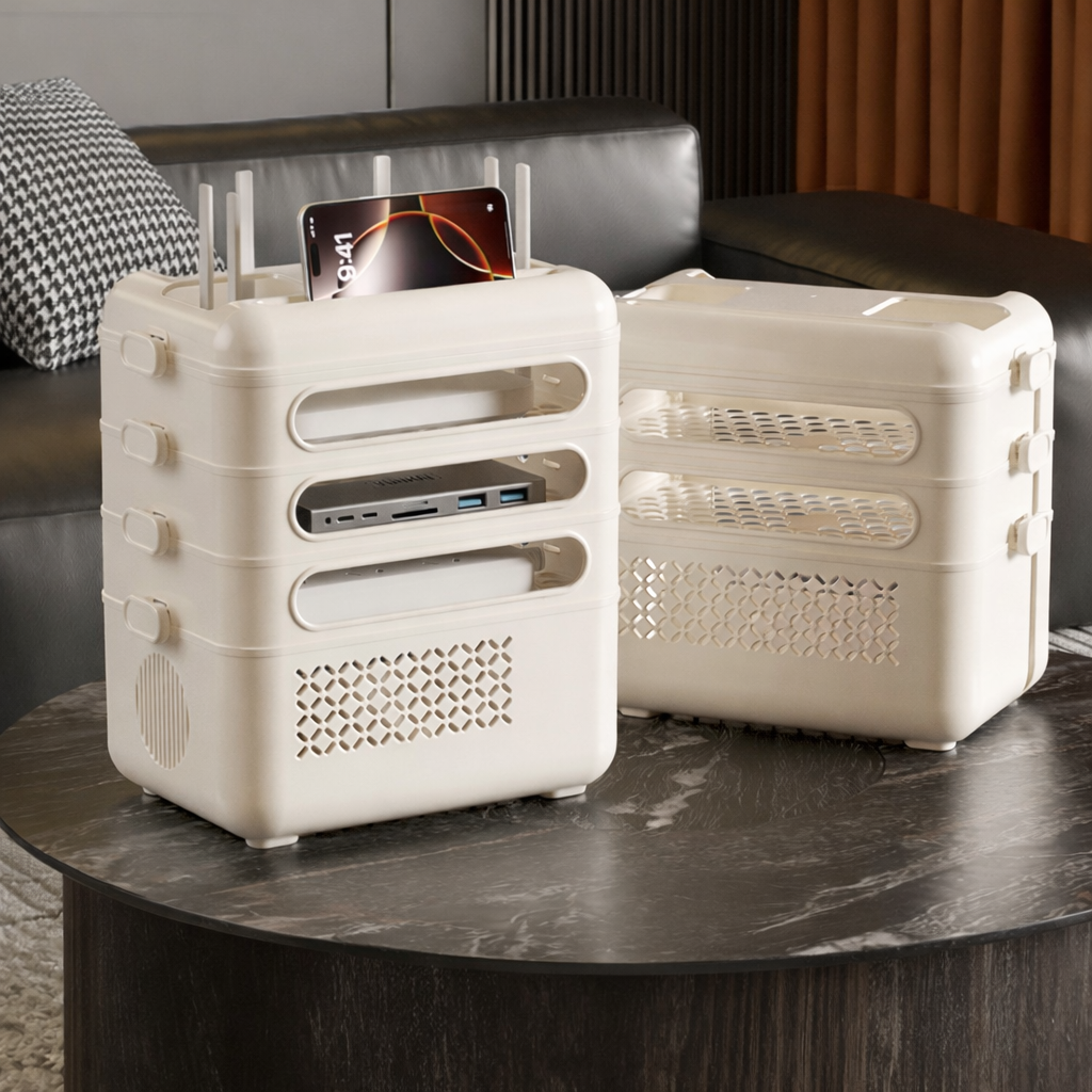 Multi-Functional Storage Rack with Charging Cable Organizer