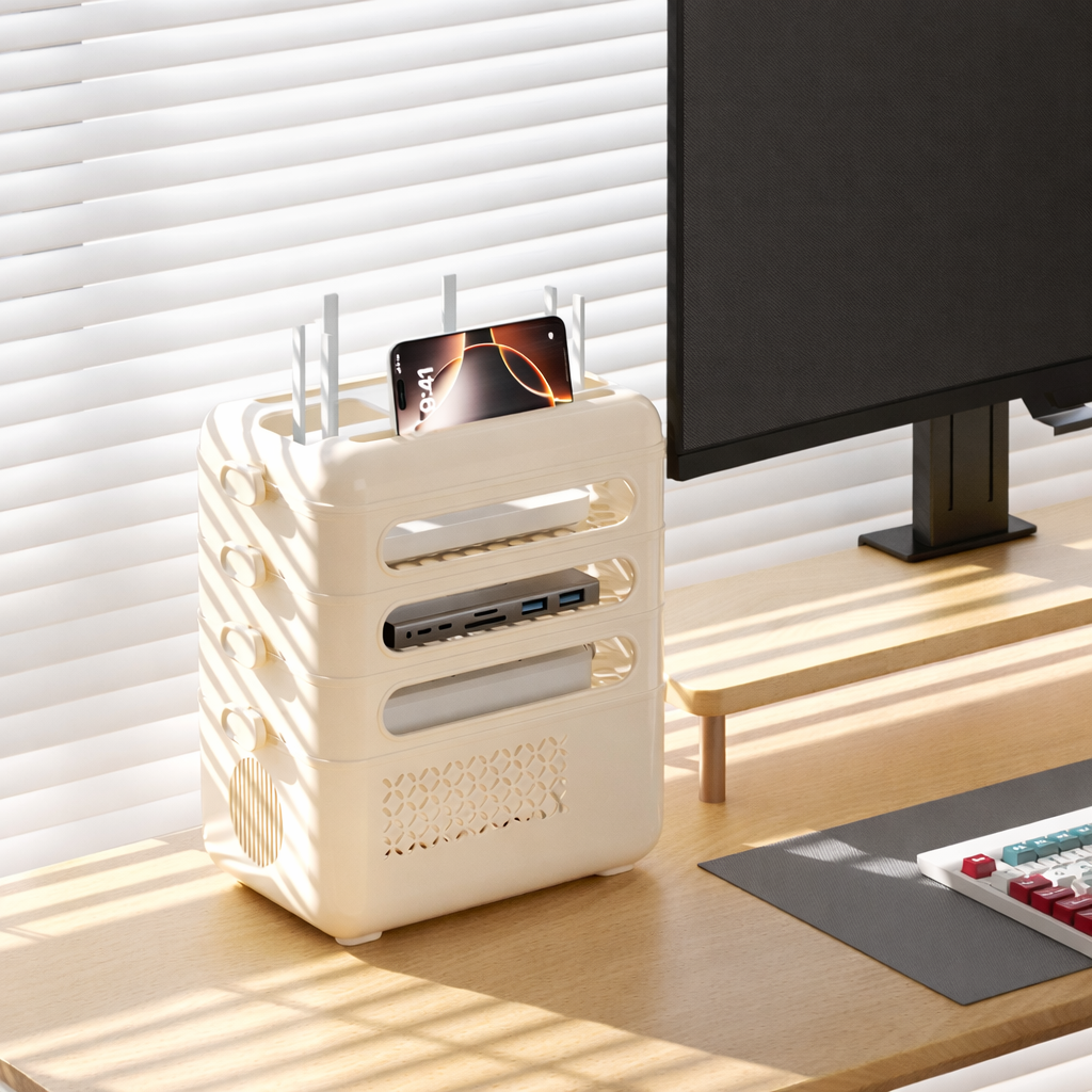 Multi-Functional Storage Rack with Charging Cable Organizer