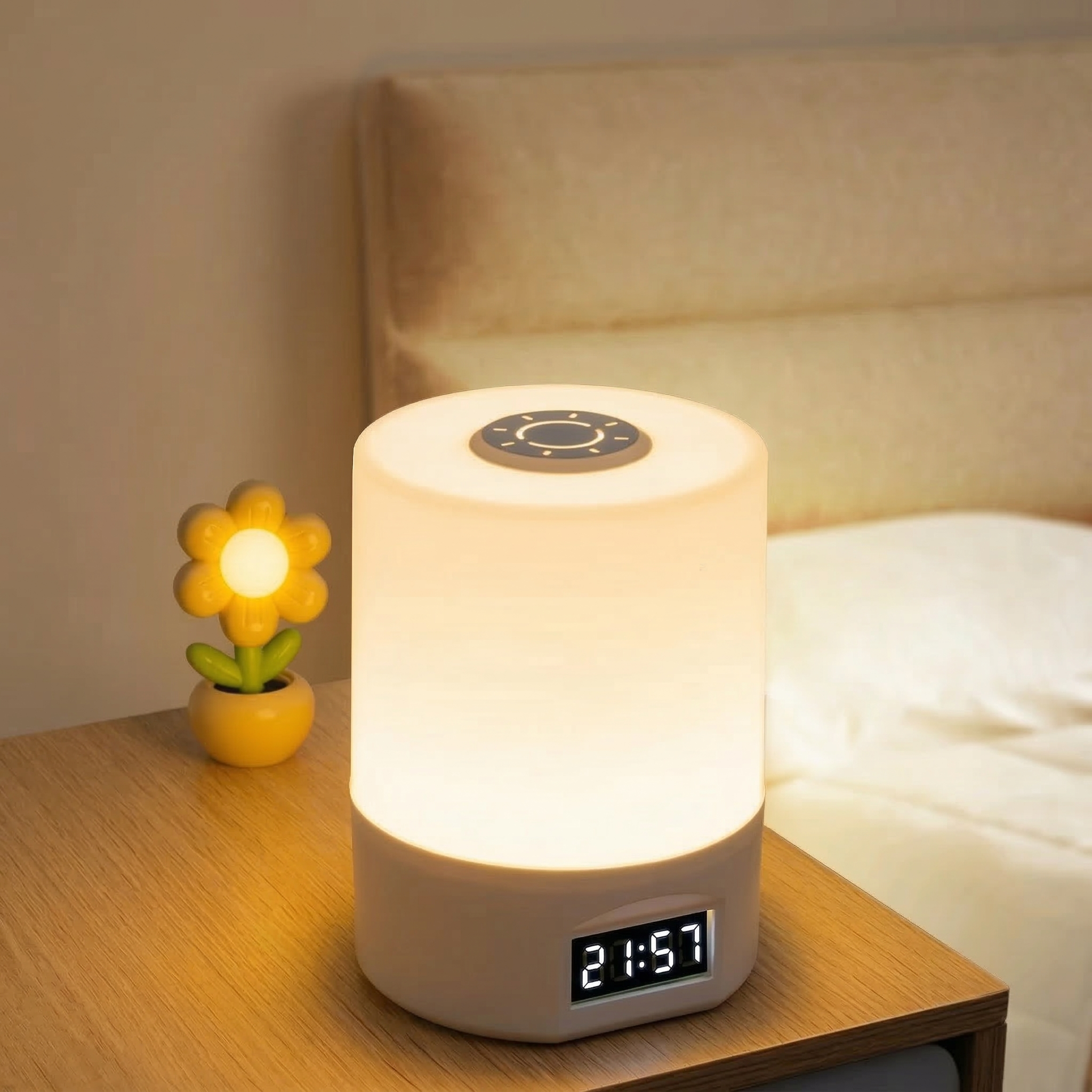 Touch-sensitive bedside lamp